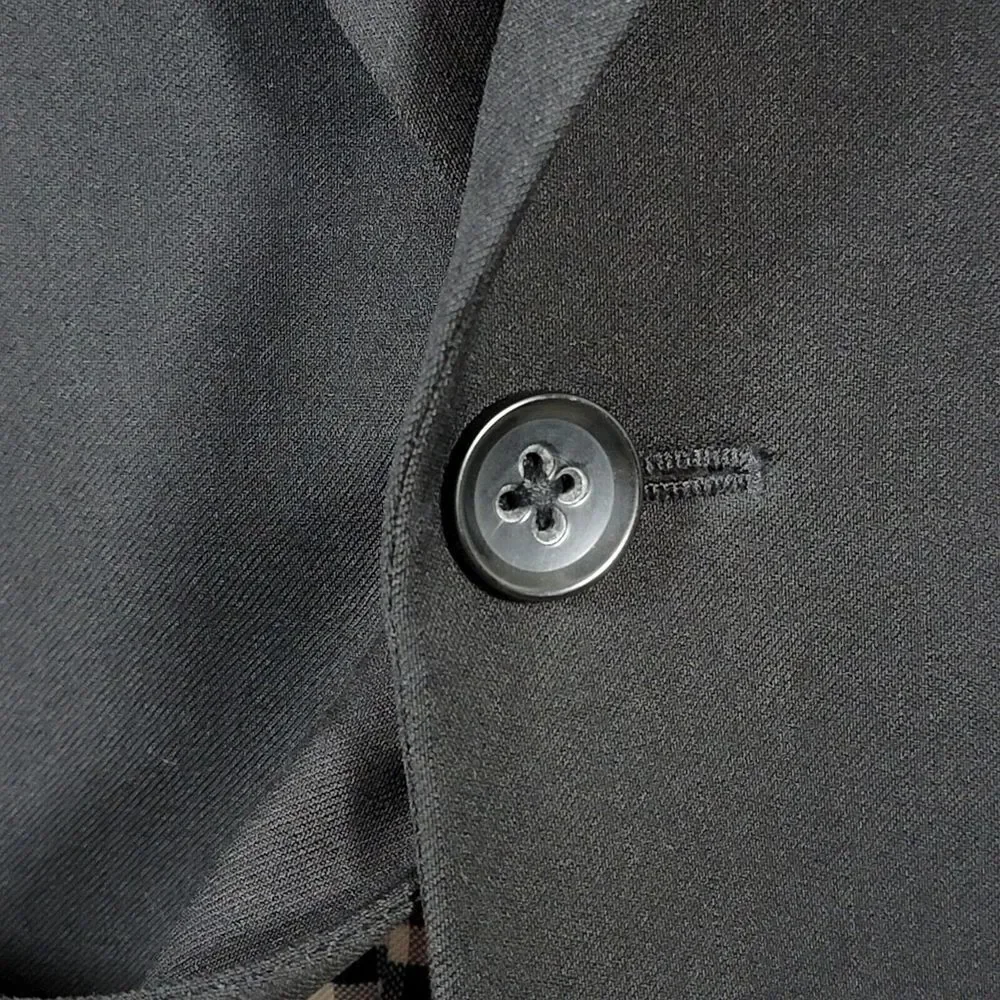 Banana Republic Mens Sport Coat Two Button Solid Black Lanificio Wool 40S Modern